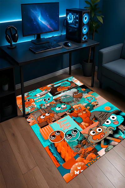 Halura Gumball Darwin Desenli Kaymaz Taban Makinede Yıkanabilir Oyuncu Gamer ...