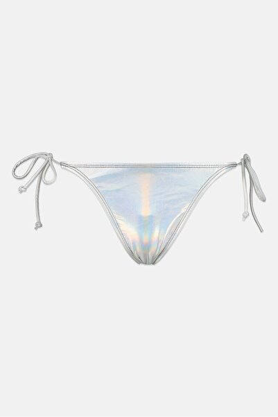 Brave Soul Women Metallic Bikini Bottom, Silver