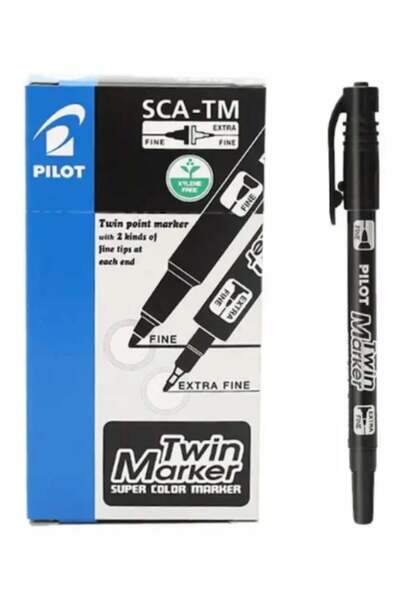 Pilot double-tip permanent marker, black - 12 pack