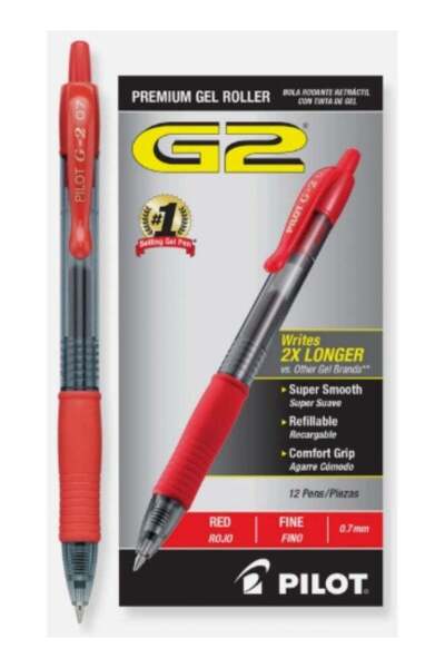 Pilot قلم جل G2 أحمر 0.7 مم - عبوة من 12 قلم