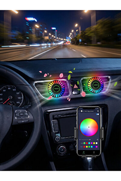Arya ضوء LED حساس للصوت RGB مع حجرة عطر داخل السيارة - يتم التحكم فيه عبر الب...