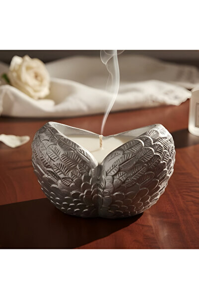 CAZZEX HOME MODERN GÜMÜŞ SİLVER DEKORATİF MELEK KANADI MUMLUK