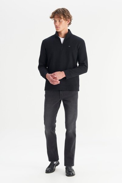 WRANGLER Pamuklu Regular Fit Dik Yaka Fermuarlı Selanik Örgü Sweatshirt