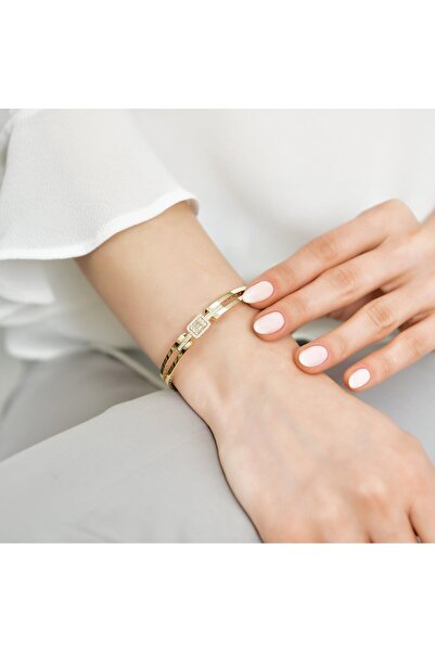 Goldium Jewellery 14 Ayar Altın Baget Kelepçe Bilezik