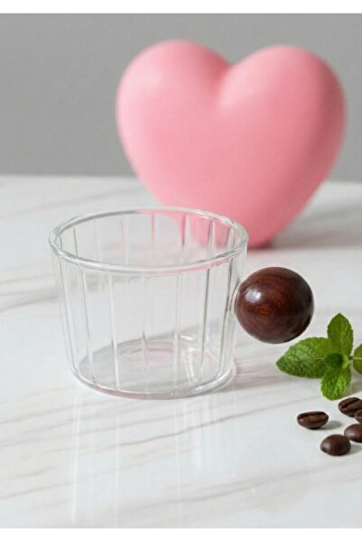 TARIK HOME Borosilicate Heat Resistant Slotted Glass Cup with Wooden Ball Han...