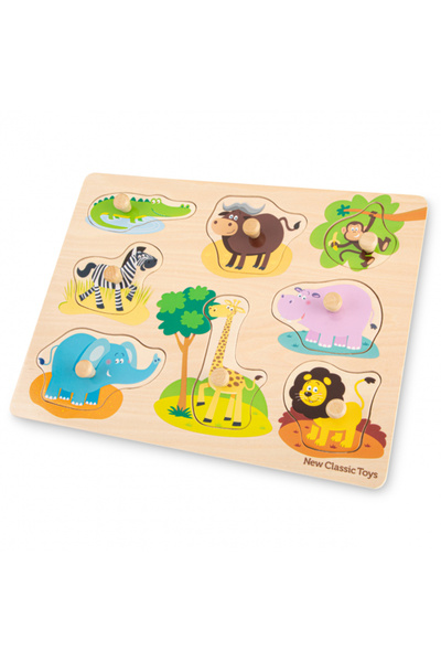 New Classic Toys Puzzle Safari din lemn, 9 piese