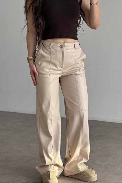 ALVOR Premium Leather Trousers with Stitching Detail