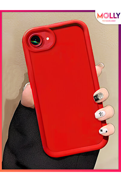 Molly حافظة سيليكون سميكة ذات حواف حمراء قرمزية لهاتف آيفون 16E