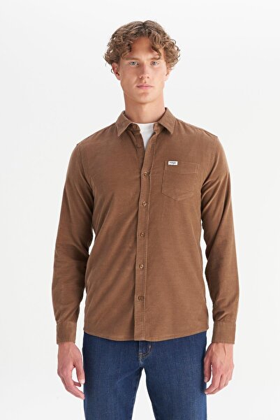 WRANGLER Ανδρικό βελούδινο πουκάμισο σε χρώμα καμηλό