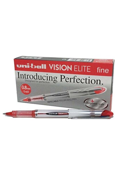 UNİ-BALL قلم فيجن إيليت آر/بين 0.8 مم أحمر - عبوة من 12 قلم