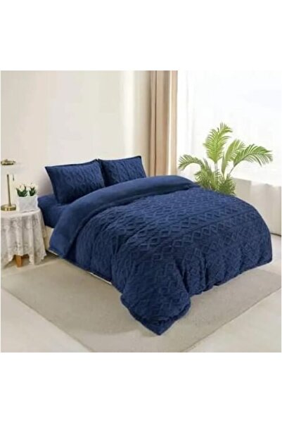 OEM Cocolino bedding with faux fur, knitted pattern - Blue