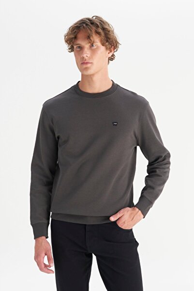 WRANGLER W252025533W Anthracite Men's Crew Neck Regular Fit Sweatshirt