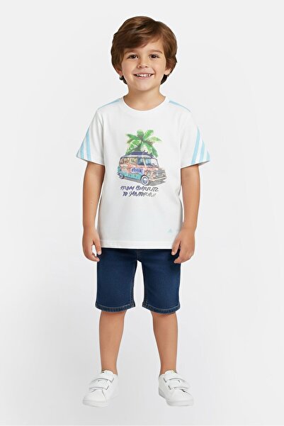 For The Black Toddlers Boy Crew Neck Short Sleeve Graphic Printe T-Shirt, White