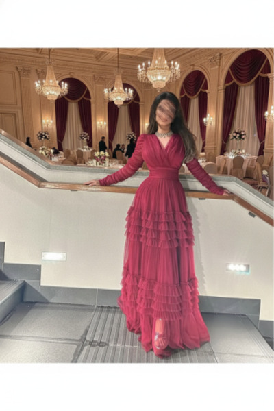 Gardenia Fashion فستان من التول مزين بثنيات وكشكشة