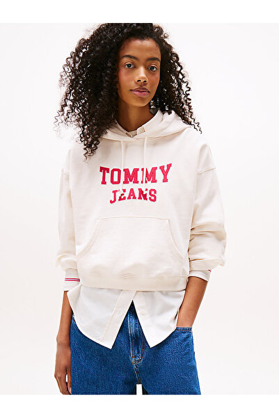 Tommy Hilfiger Tommy Jeans Crop Varsity Women's White Hoodie