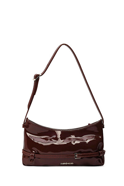 Derimod Women's Brown Mini Patent Leather Shoulder Bag 25Abd200216