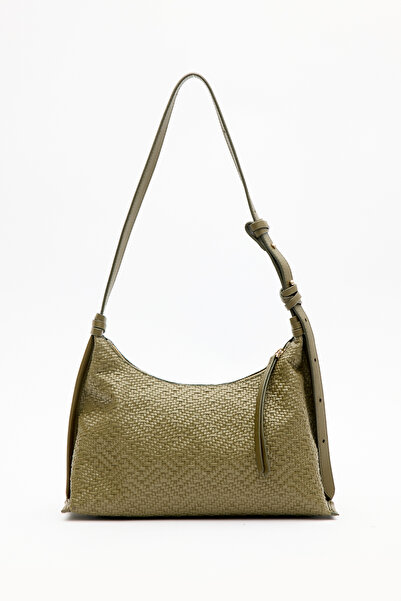 Manuka Textured Leather Shoulder Bag Oil Green