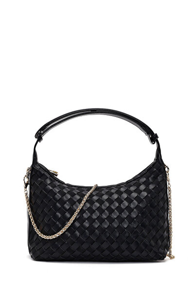 Derimod Women's Black Long Strap Braided Mini Shoulder Bag 25Abd264829