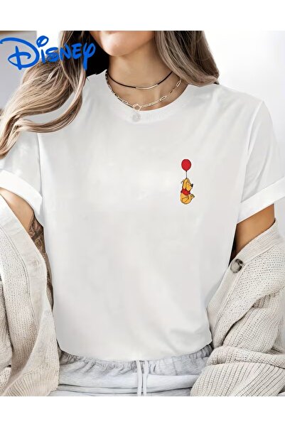 LELVANİ Balon tutan ayı Winnie The Pooh desenli unisex T-shirt
