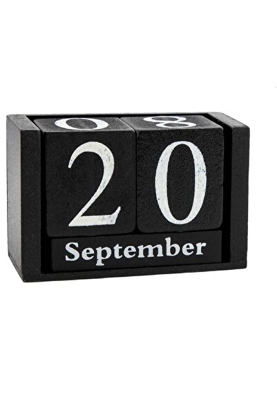 Other تقويم لازمين الخشبي الدائم للمكتب - تقويم مكعب عتيق (أسود) 15×7×10 سم