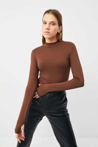 ikomteks Women's Finger Detailed Bodysuit