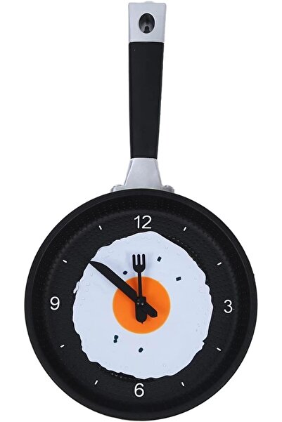 Other Frying Pan Clock with Fried Egg - Innovative Hanging Wall Clock for Kitchen & Cafe