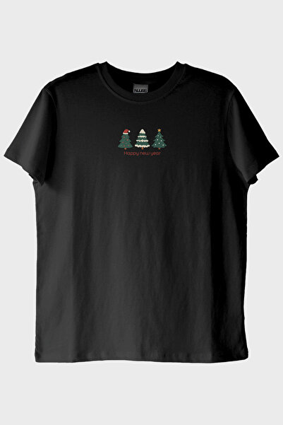 Generic Brand Christmas Tree Graphic Black T-Shirt