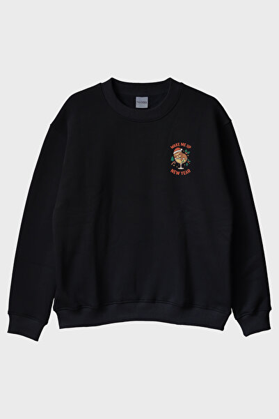 NUUGG Wake Me up New Year's Black Crew Neck Sweatshirt
