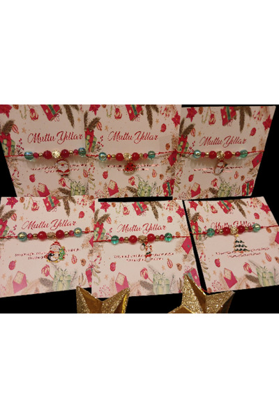 HELİSA ACCESSORİES مجموعة من 6 أساور حظ بتصميم خاص بطابع العام الجديد وبطاقات...