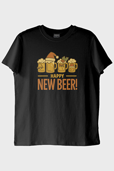 Generic Brand Happy New Beer Black T-Shirt