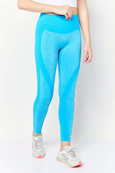 The Giving Movement Women Textured 27 Inch Seamless Leggings, Aqau Blue