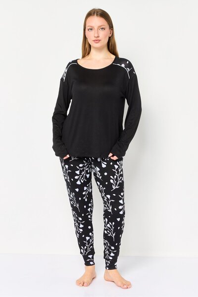 Christian Siriano طقم بيجامة نسائي من قطعتين بطبعة زهور من الأعلى والأسفل، مت...