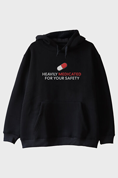 Generic Brand Heavily Medicated Printed Mizahi Black Hoodie