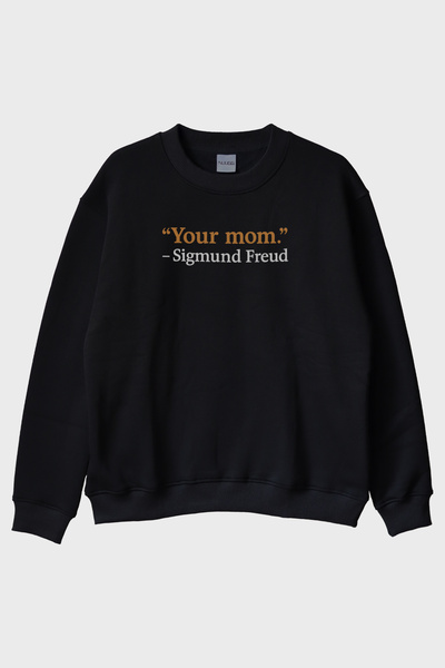 Generic Brand Your Mom Mizahi Printed Black Crew Neck Sweatshirt