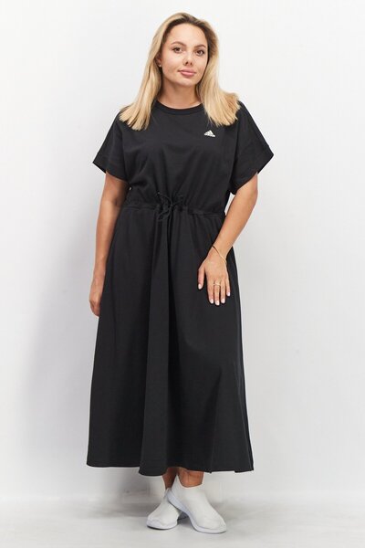 adidas Women Brand Logo Short Sleeve Outdoor Dress, Black