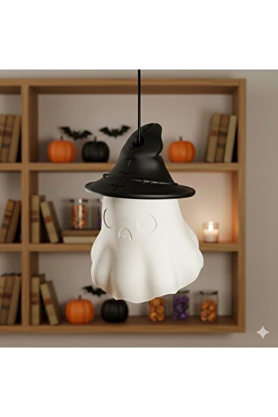 Atsutech Sevimli Sarkıt Hayalet Avize - Cadı Şapkalı 3D Baskı Gece Lambası - ...