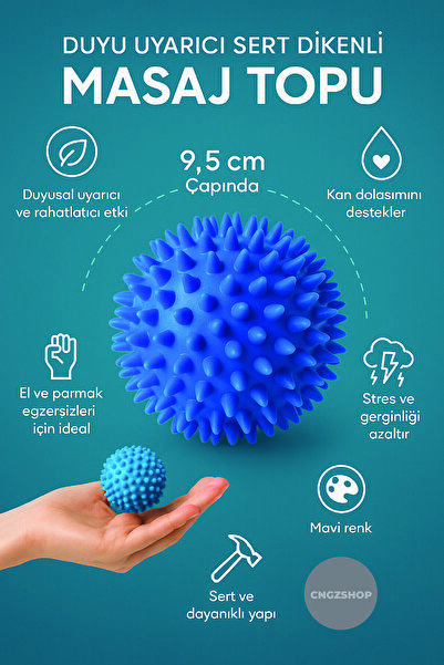 CNGZSHOP Duyu Uyarıcı Sert Dikenli El Ayak Masaj Topu – 9.5 cm