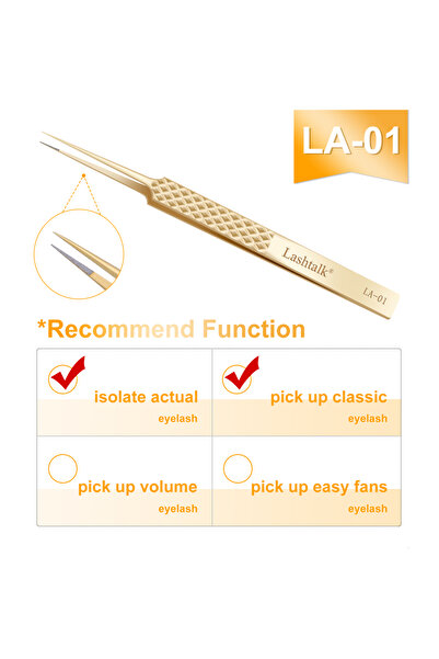 Choice12 ملقط LA-01 لاشتالك ذو طرف ألياف دقيق لتمديد الرموش، بمقبض ماسي مانع ...