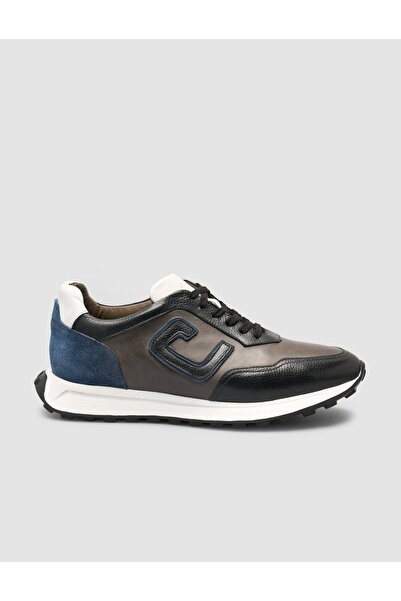 Cabani 100% Genuine Leather Black-Grey Suede Mixed Men's Sports Shoes