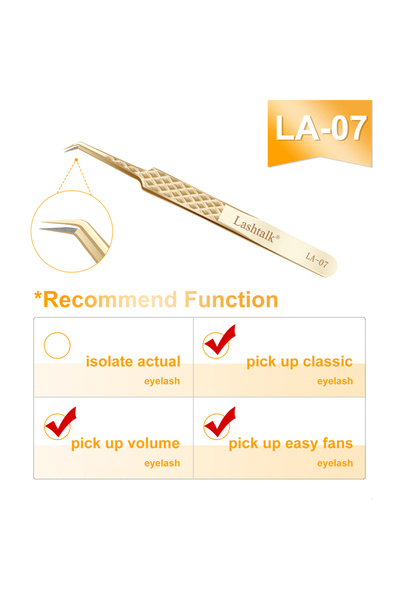 Choice4 ملقط LA-07 لاشتالك ذو طرف ألياف دقيق لتمديد الرموش، بمقبض ماسي مانع ل...