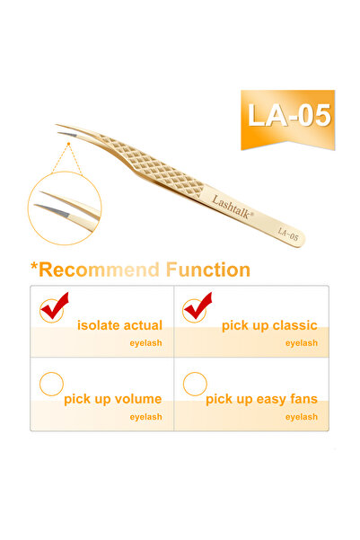 choice2 ملقط LA-05 لاشتالك ذو طرف ألياف دقيق لتمديد الرموش، بمقبض ماسي مانع ل...