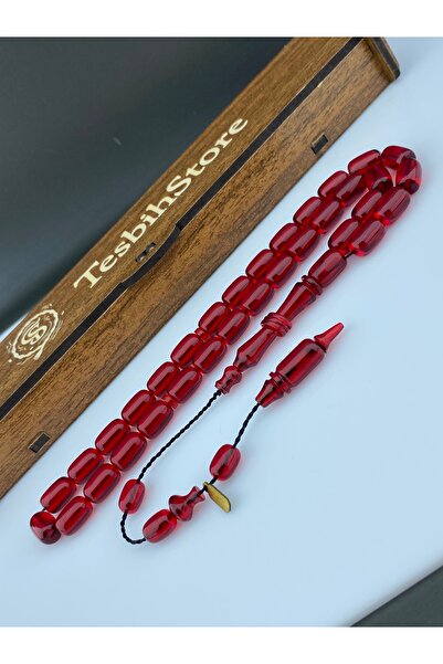 Tesbih Store سبحة من العنبر الناري المقطوع على شكل كبسولة بتوقيع المصنّع