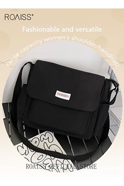 ROAISS حقيبة كتف نسائية كبيرة السعة، متعددة الاستخدامات، حقيبة طالبات، قماش ب...