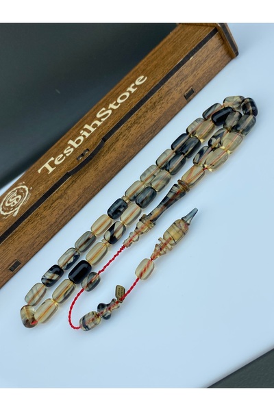 Tesbih Store سبحة كهرمان مقطوعة بالكبسولة ومُشكّلة يدويًا بتوقيع خبير