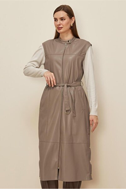 Alvina Belted Faux Leather Vest 45249