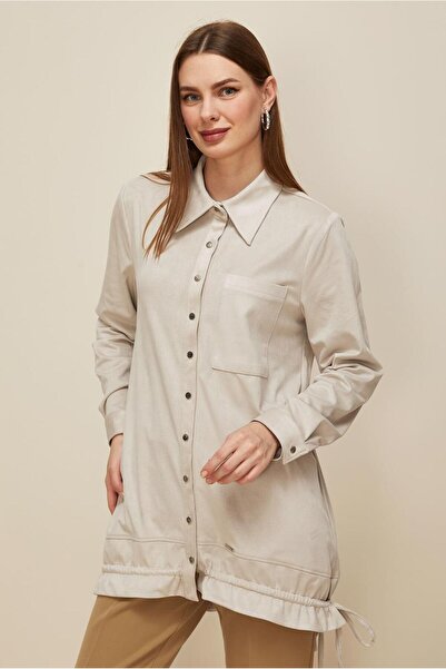 Alvina Shirt Collar Suede Tunic 46116