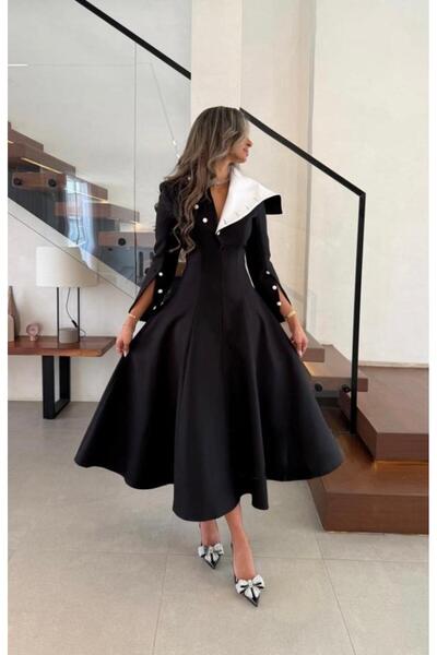 NO BRAND فستان ابيض واسود كلاسك