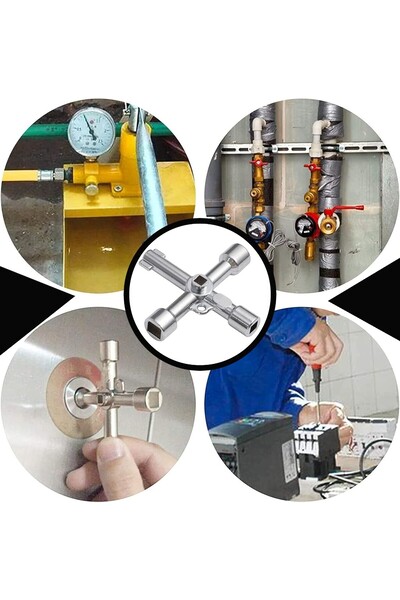 OEM Multifunctional metal wrench, zinc, 4 heads, triangle, large square, smal...