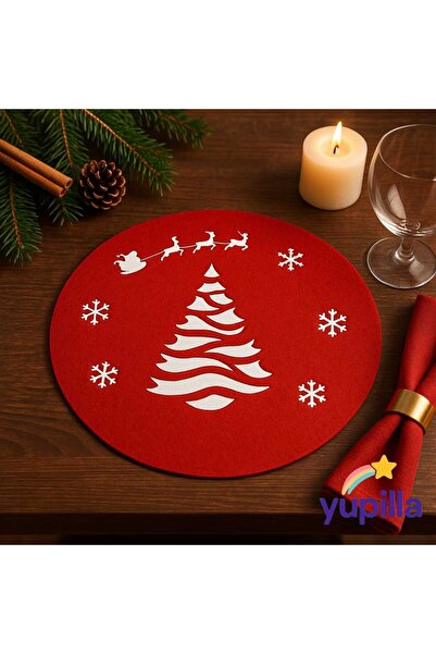 yupilla Yılbaşı Temalı Keçe Supla – Christmas Masa Dekoru – Çam Ağacı Şekilli...