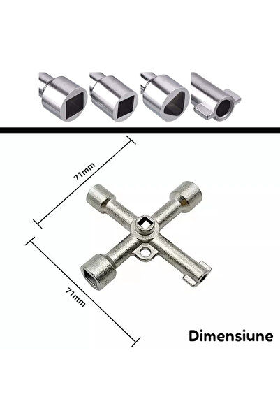 OEM Multifunctional metal wrench, zinc alloy, 4 heads, triangle, large and small square, circular